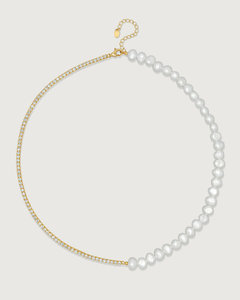Luna Pearl Tennis Necklace – Selene & Amor