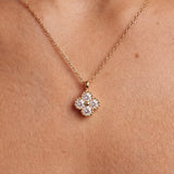 Fleurie Moissanite Four-Petal Necklace - Gold