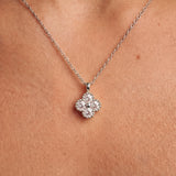 Fleurie Moissanite Four-Petal Necklace - Silver