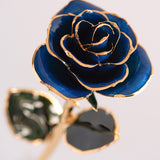 Open Bloom - Eternal 24K Gold-Plated Rose - Sapphire Blue
