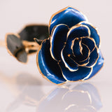 Open Bloom - Eternal 24K Gold-Plated Rose - Sapphire Blue