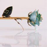 Open Bloom - Eternal 24K Gold-Plated Rose - Aqua Blue