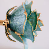 Open Bloom - Eternal 24K Gold-Plated Rose - Aqua Blue