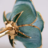 Open Bloom - Eternal 24K Gold-Plated Rose - Aqua Blue