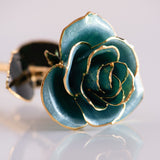 Open Bloom - Eternal 24K Gold-Plated Rose - Aqua Blue
