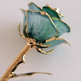 Open Bloom - Eternal 24K Gold-Plated Rose - Aqua Blue