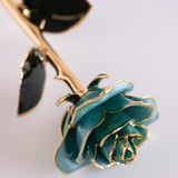Open Bloom - Eternal 24K Gold-Plated Rose - Aqua Blue