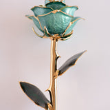 Open Bloom - Eternal 24K Gold-Plated Rose - Aqua Blue